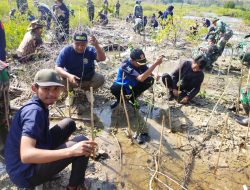 Pelajar, Mahasiswa, Ormas Hingga TNI Polri Tanam Ratusan Mangrove di Pesisir Telukawur Jepara