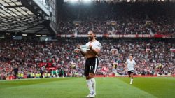 Selebrasi pemain Liverpool M Salah usai membobol gawang Manchester United, Minggu (1/9/2024) malam WIB.
