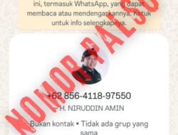 Pengumuman terkait beredarnya nomor WhatsApp yang mencatut nama dan foto Gus Nung (foto Ist/Dok Gus Nung)