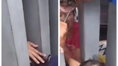 Detik-detik penyelamatan balita terjepit tiang rumah. (tangkapan layar @heraloebs)