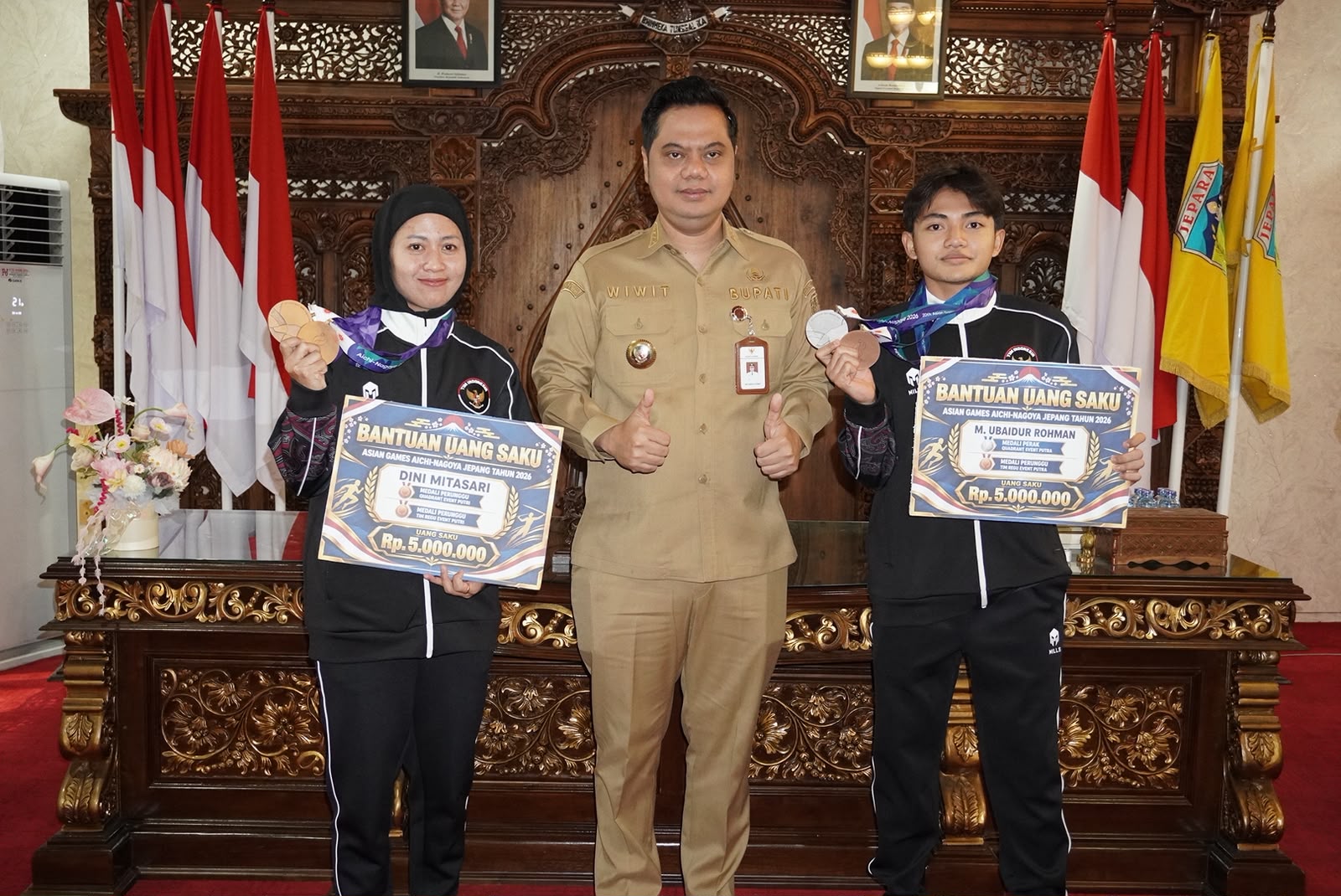 Atlet Sepak Takraw Asal Welahan Raih Medali Asian Games 2026, Bupati Witiarso Sambut Langsung